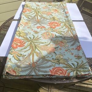 Waverly Floral  Patterned Curtain Panels Seafoam Coral Green 42” x 96”~ 3 Panels